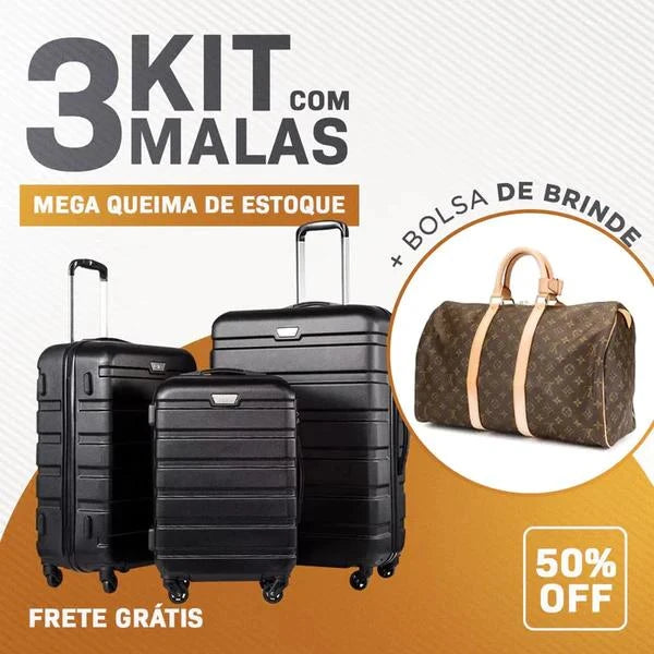 Kit 3 Malas (COMPRE 1 E LEVE 3) - Garantia de 1 ano