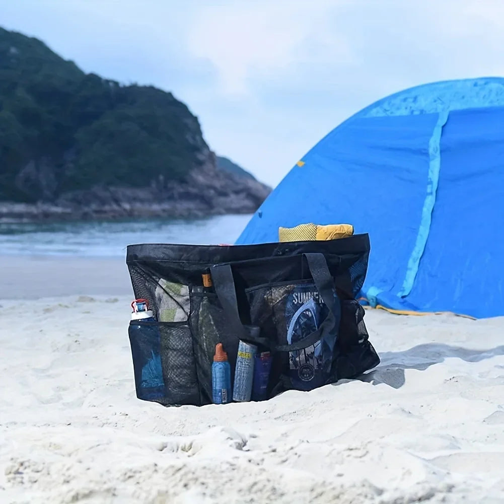 Bolsa Extra Grande com Divisórias e Fechamento em Zíper para Praia - E-books + Frete Grátis