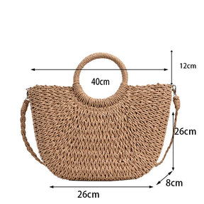 Bolsa Feminina de Palha para Praia com Fechamento Interno tipo Saco - E-books + Frete Grátis