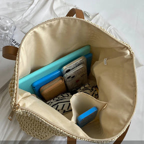 Bolsa Feminina de Palha com Zíper Total para Praia + E-books + Frete Grátis